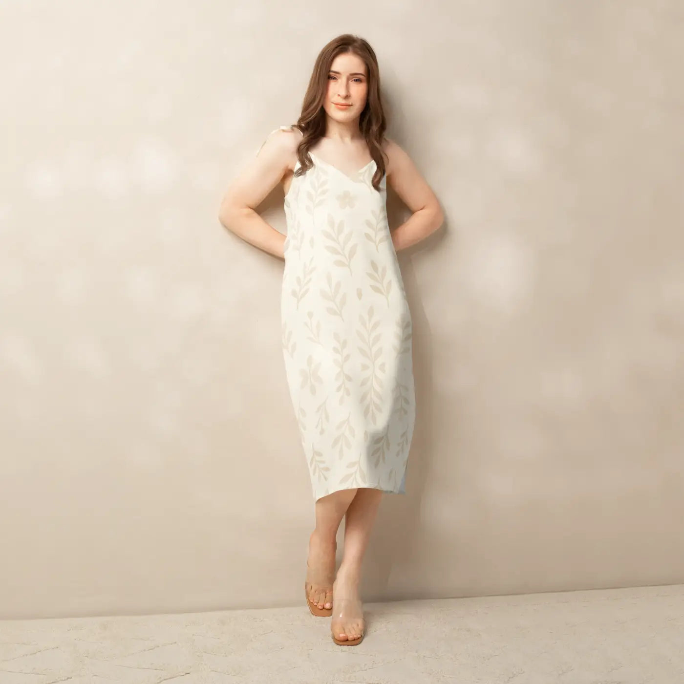 Secret Garden Midi Dress - Foliage Shapes with Built-In Bra - DipaliZ