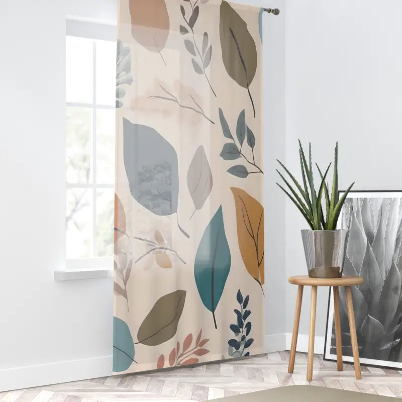 Muted Colors Window Curtain - Retro Foliage Design - DipaliZ