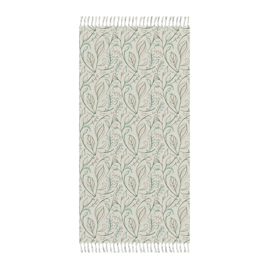 Boho Beach Cloth - Vibrant Foliage Pattern with Knotted Tassels - DipaliZ