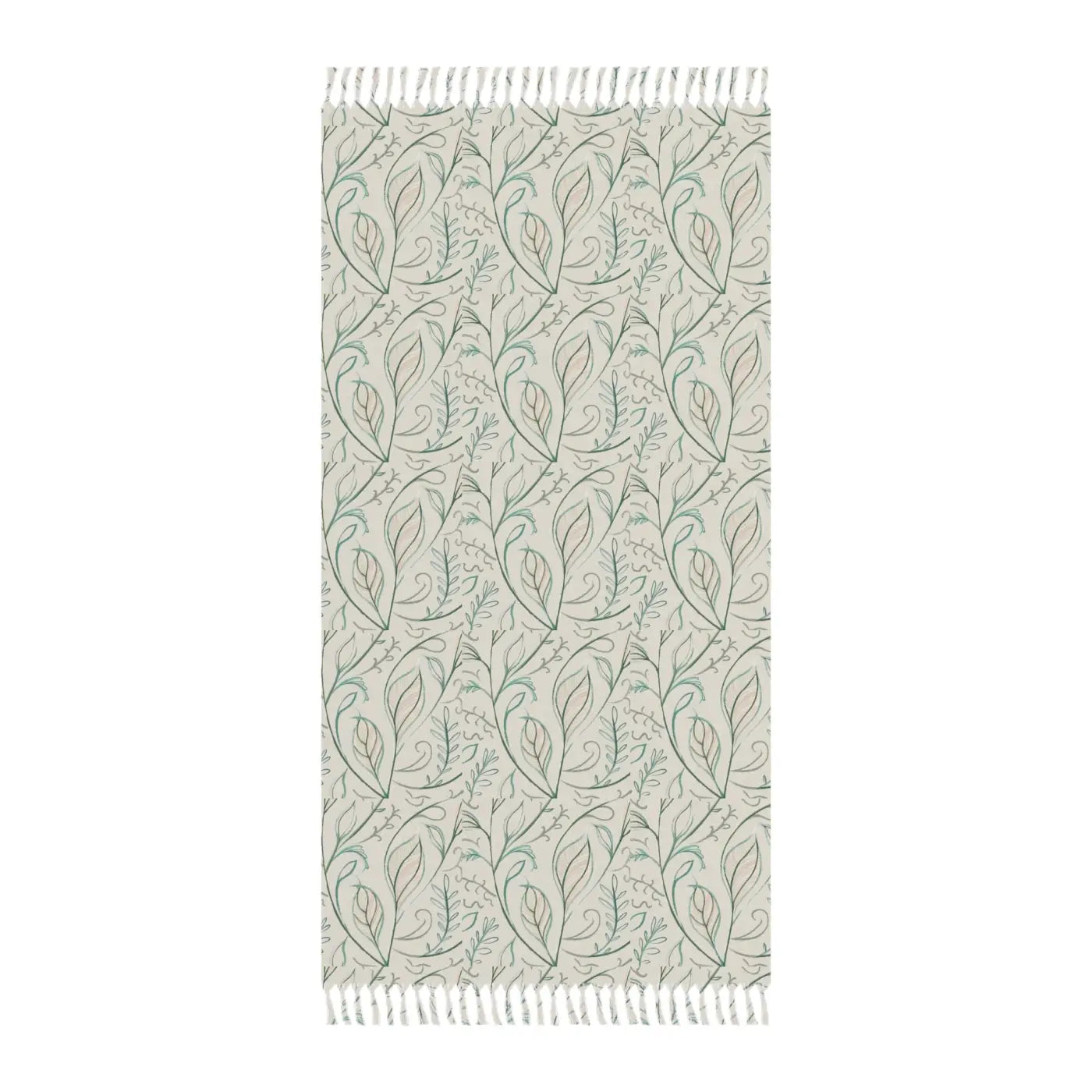 Boho Beach Cloth - Vibrant Foliage Pattern with Knotted Tassels - DipaliZ