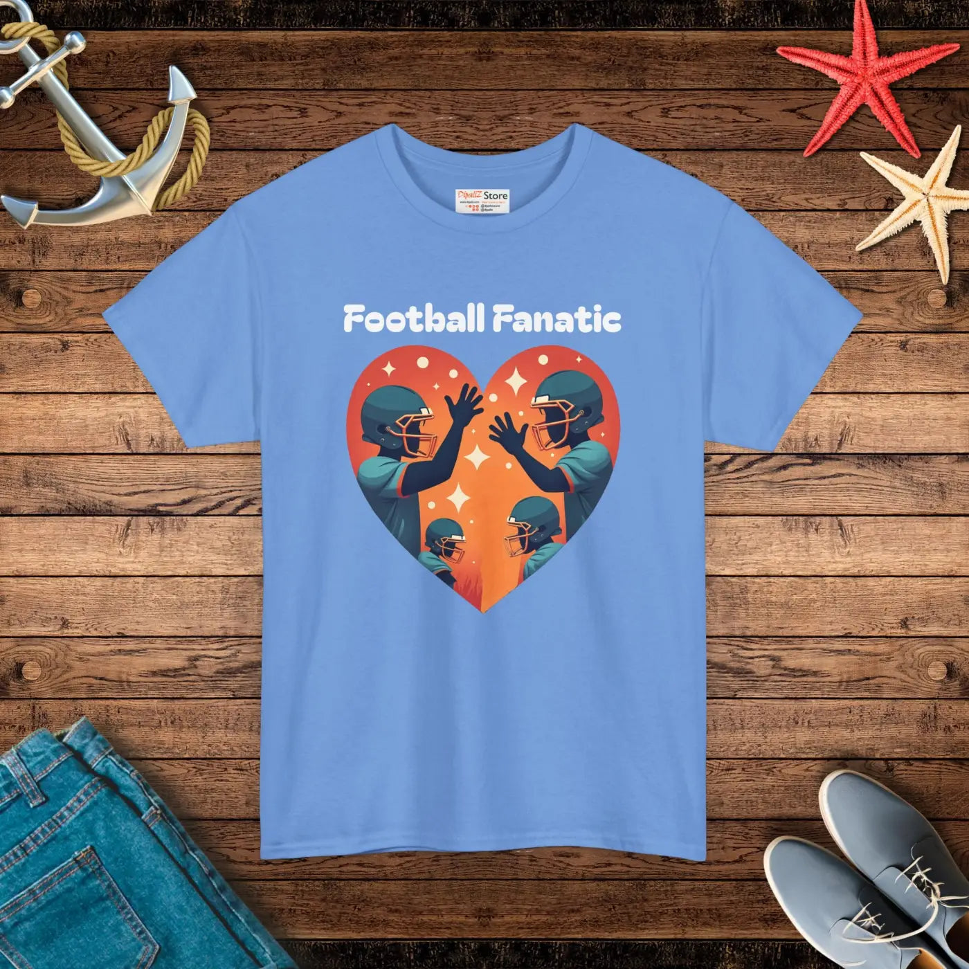 Heavy Cotton Football Tee - Game Day Essential - DipaliZ