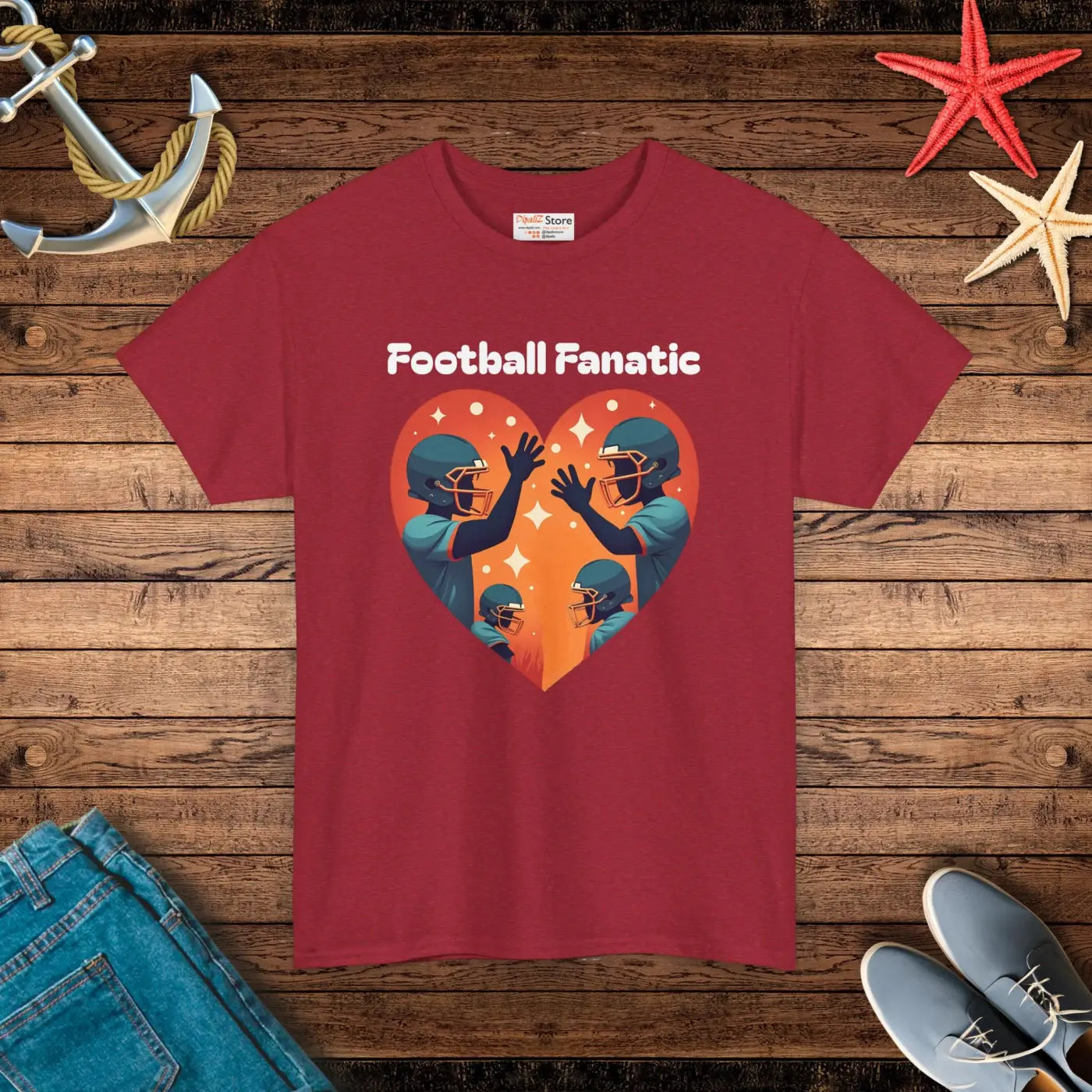Heavy Cotton Football Tee - Game Day Essential - DipaliZ