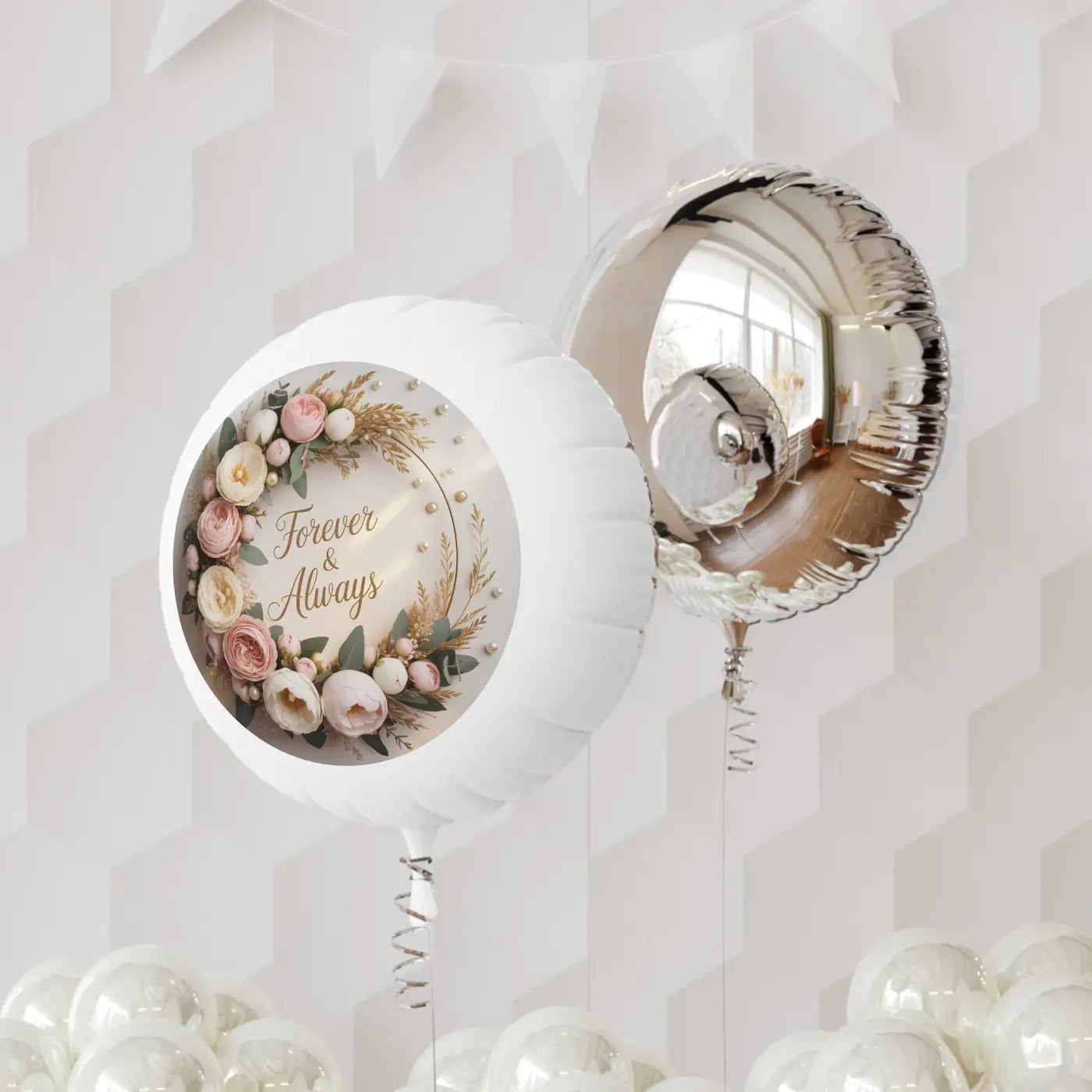 Elegant Mylar Helium Balloon - Floral Design Party Decor - DipaliZ