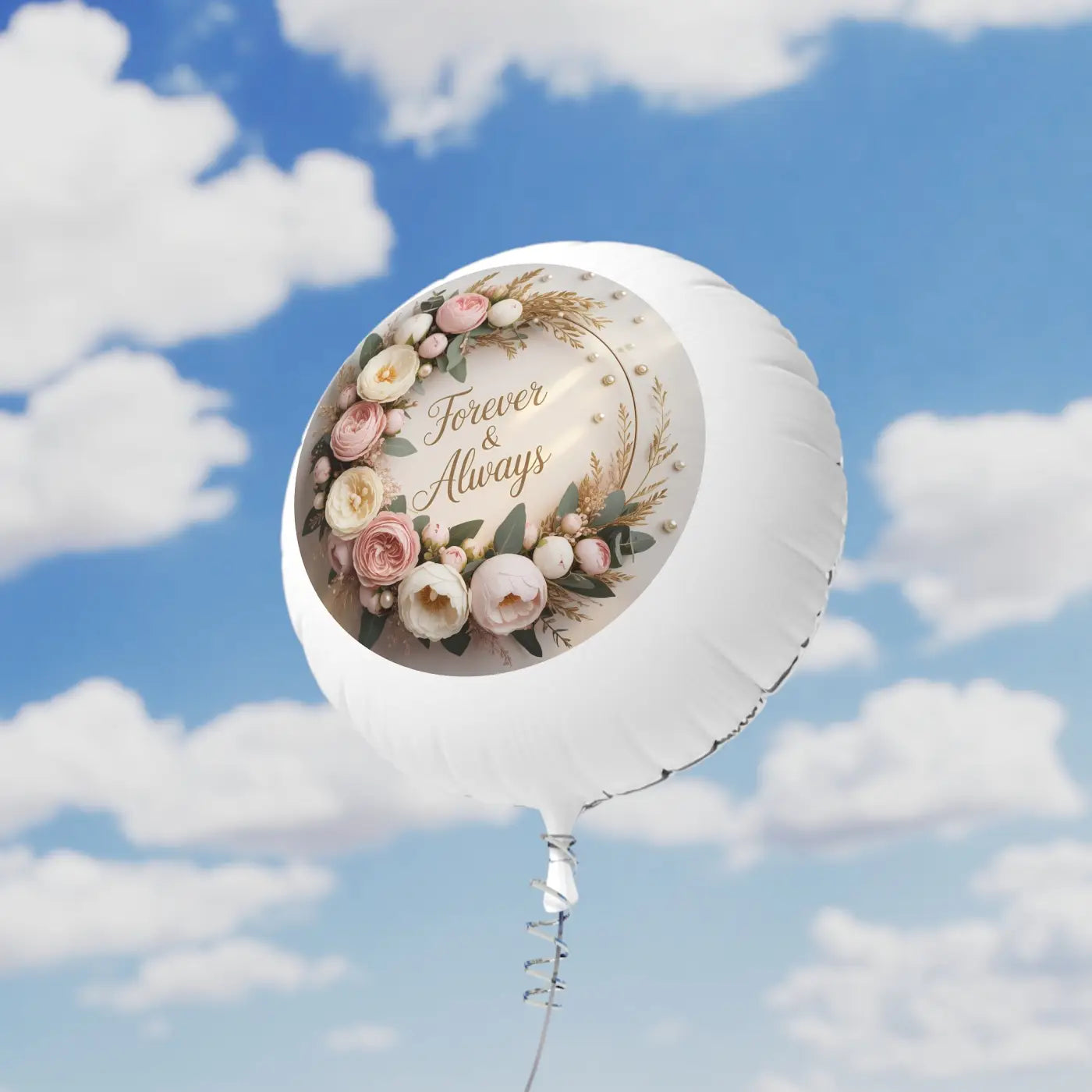 Elegant Mylar Helium Balloon - Floral Design Party Decor - DipaliZ