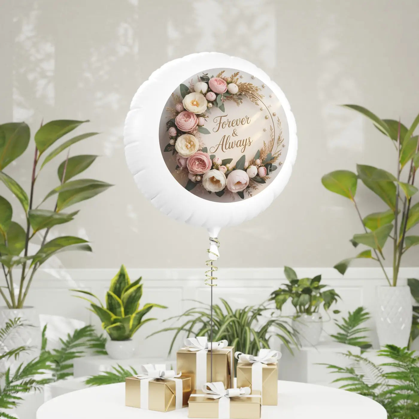 Elegant Mylar Helium Balloon - Floral Design Party Decor - DipaliZ