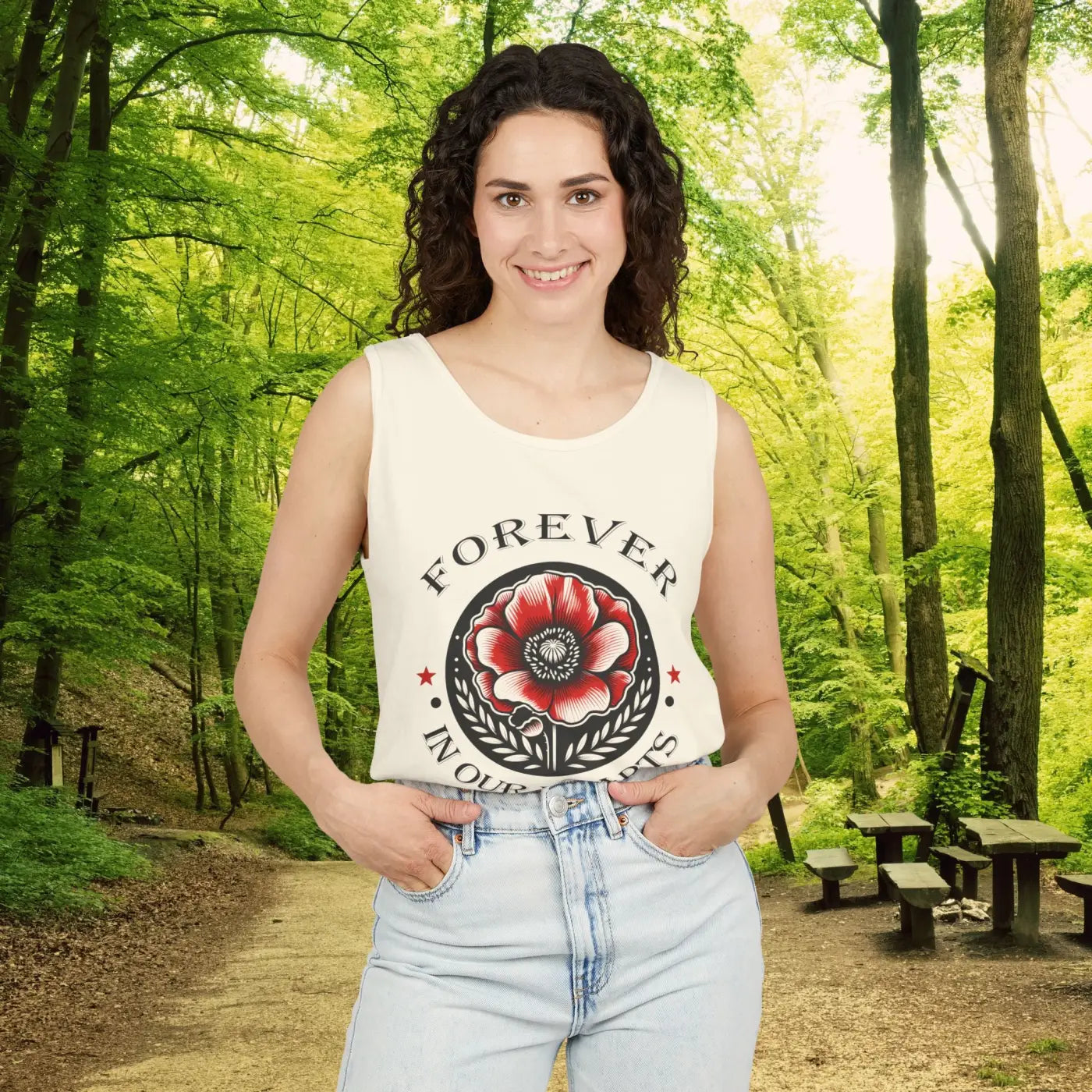 Hearts Tank Unisex - Garment-Dyed Memorial Stay Cool - DipaliZ