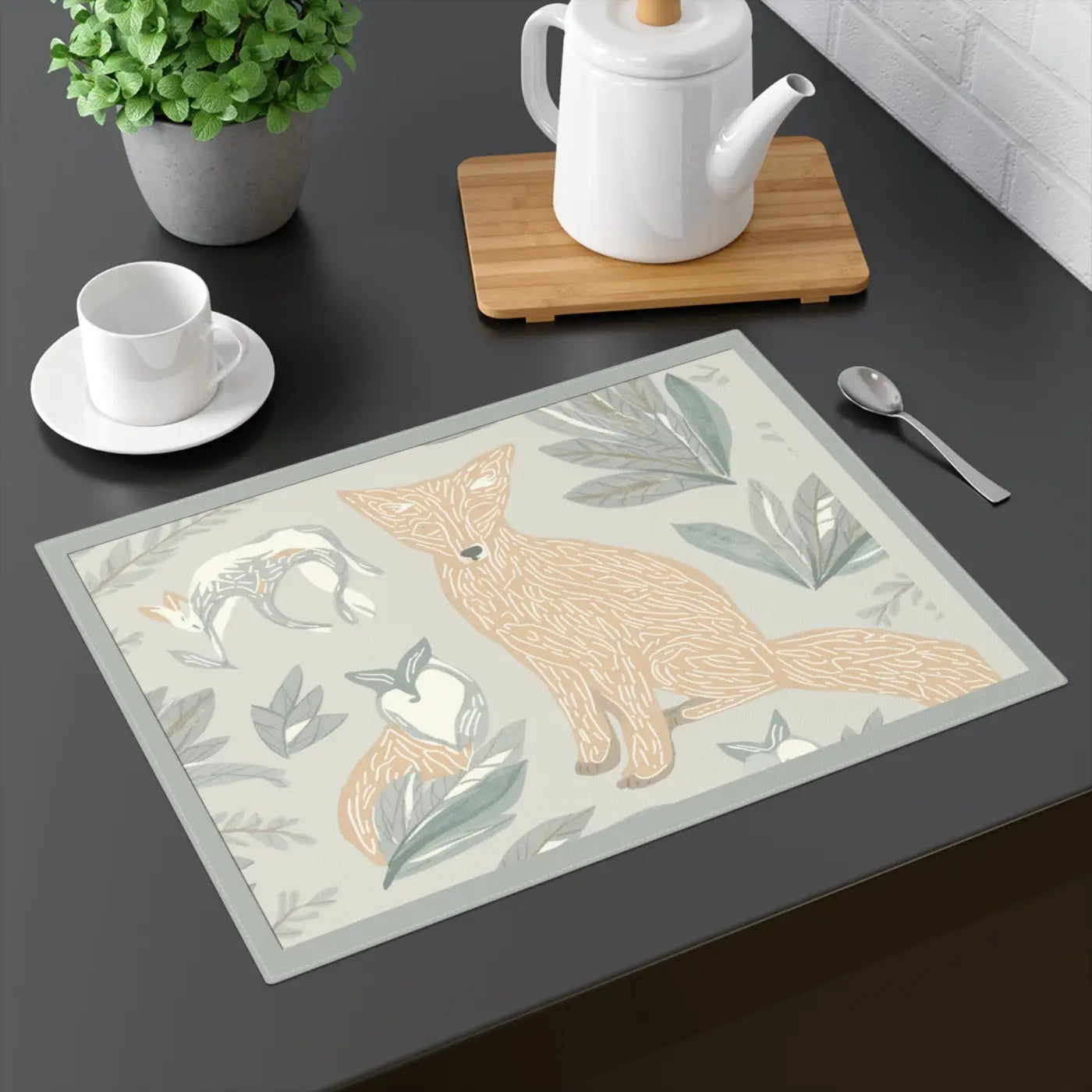 Fox Graphic Art Placemat - Cotton Table Decor - DipaliZ