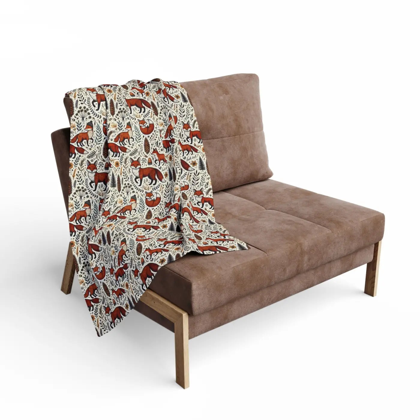Arctic Fleece Blanket - Fox and Leaves Design - DipaliZ