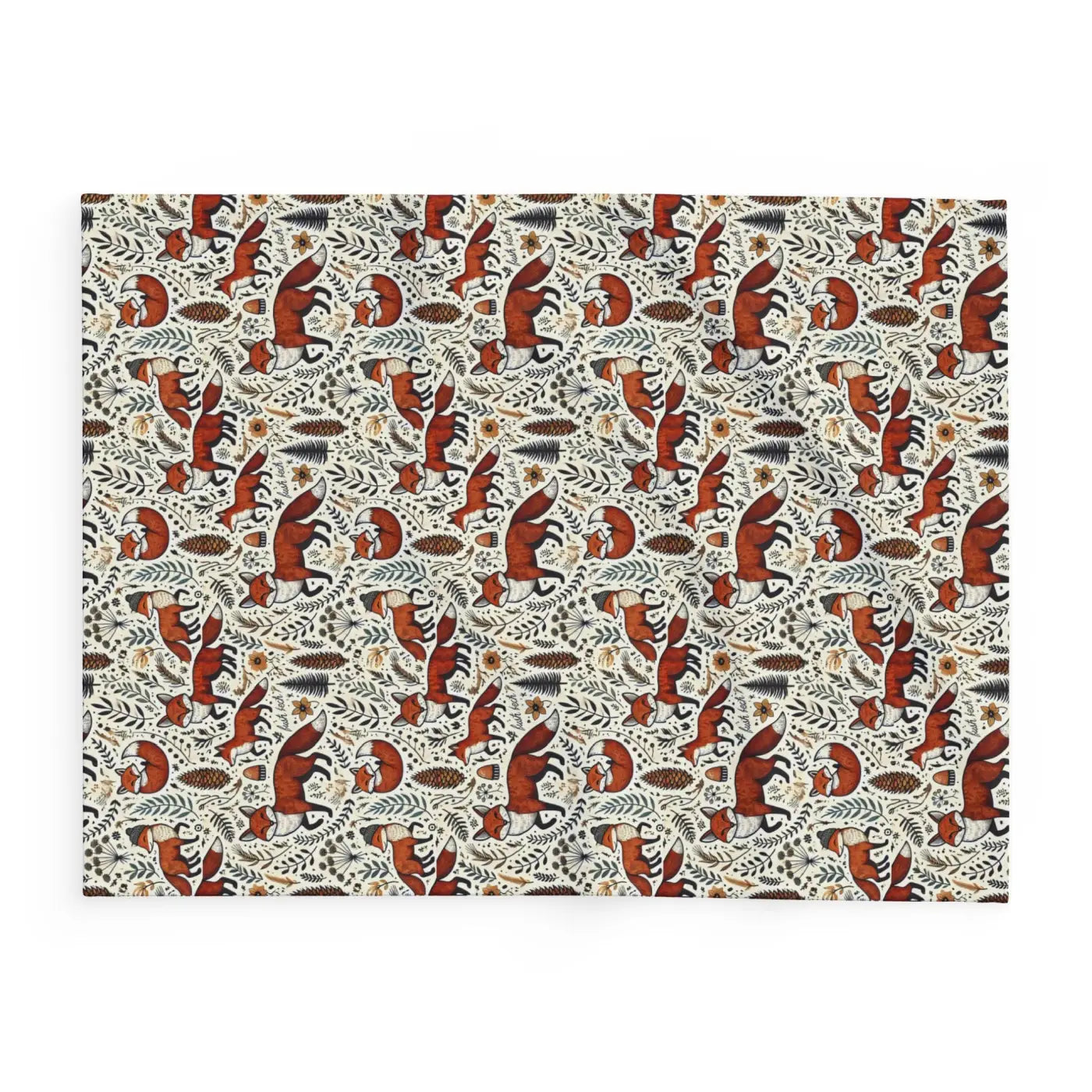 Arctic Fleece Blanket - Fox and Leaves Design - DipaliZ