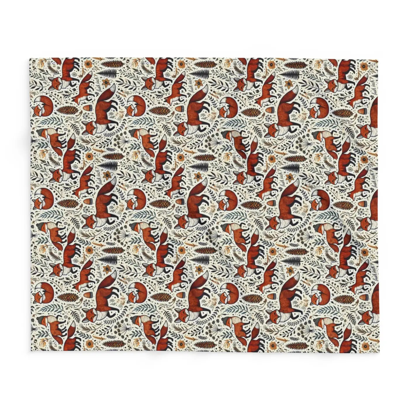 Arctic Fleece Blanket - Fox and Leaves Design - DipaliZ