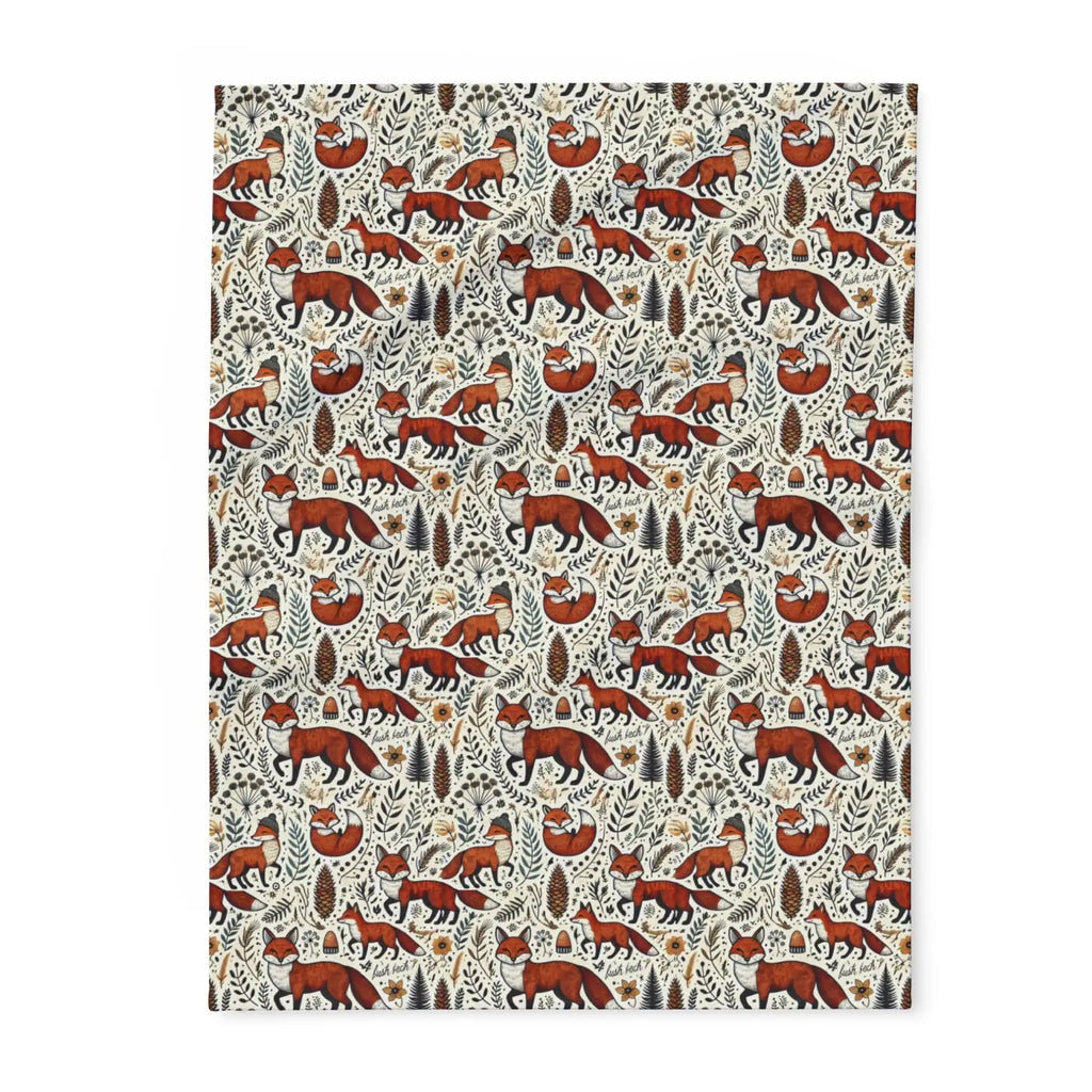 Arctic Fleece Blanket - Fox and Leaves Design - DipaliZ