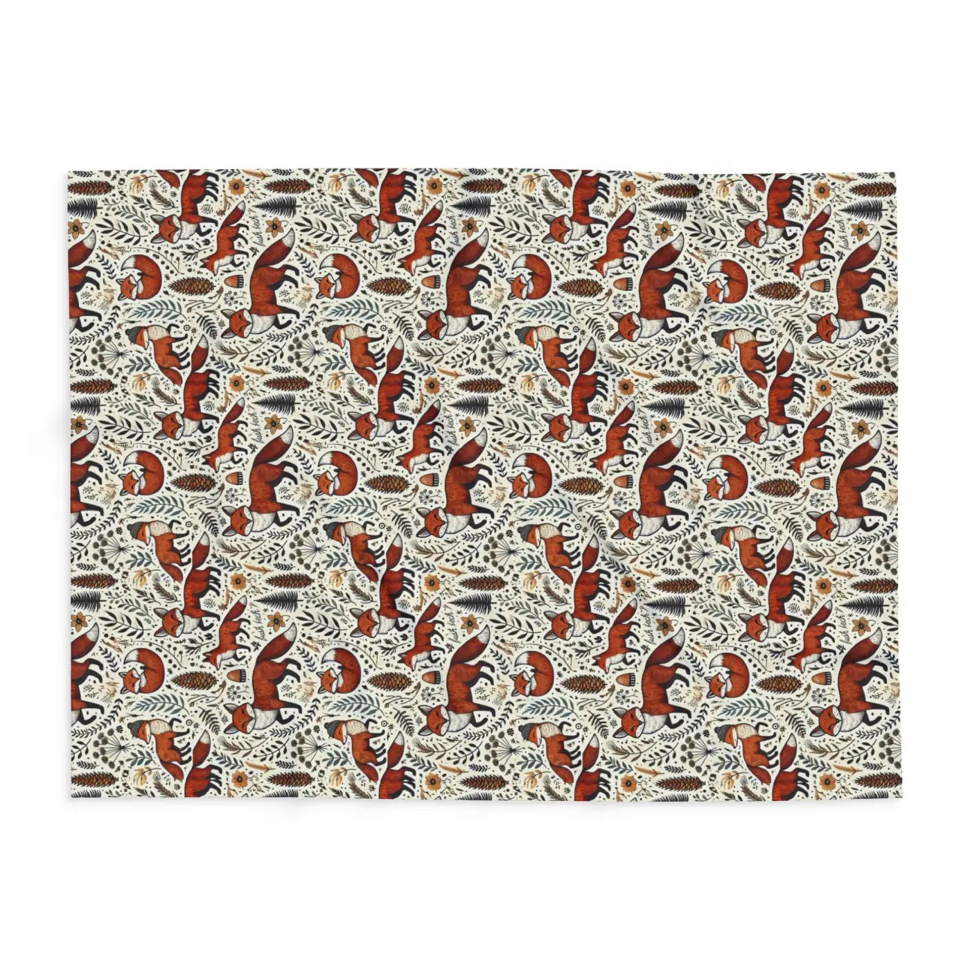 Arctic Fleece Blanket - Fox and Leaves Design - DipaliZ