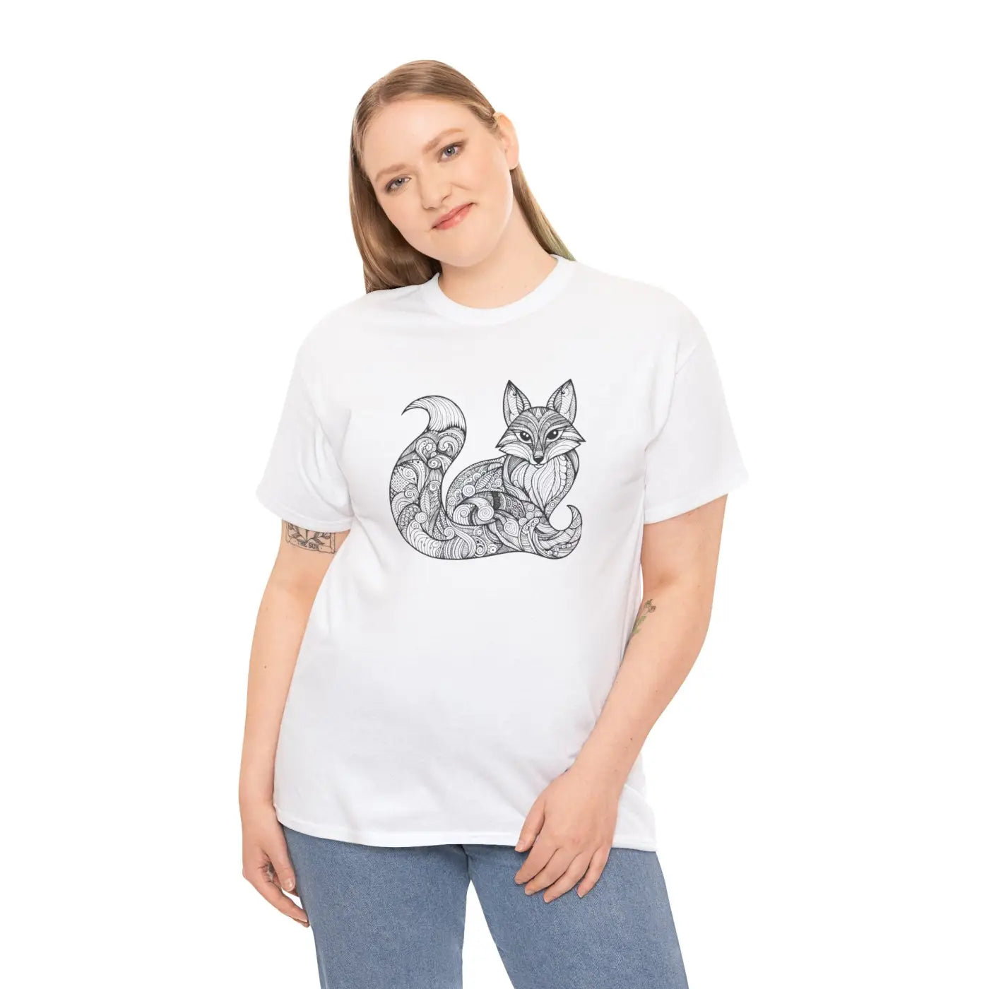 Fox Mandala Unisex Tee - Heavy Cotton Statement Wear - DipaliZ