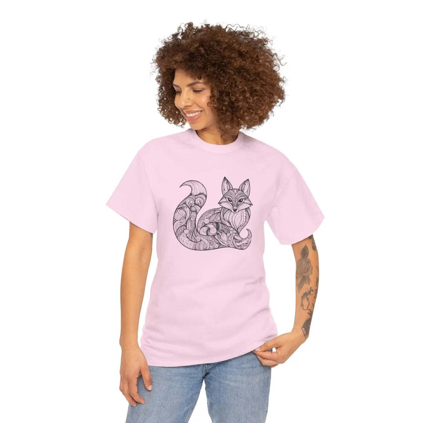 Fox Mandala Unisex Tee - Heavy Cotton Statement Wear - DipaliZ