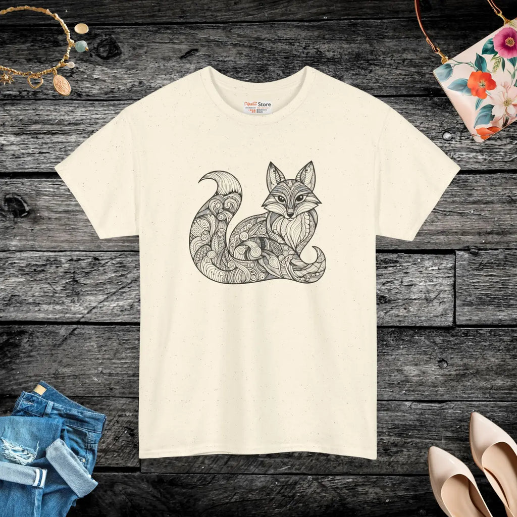 Fox Mandala Unisex Tee - Heavy Cotton Statement Wear - DipaliZ