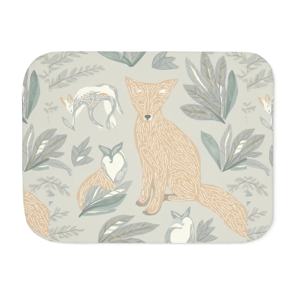 Fox Sherpa Blanket - Cozy Forest Evening Throw - DipaliZ