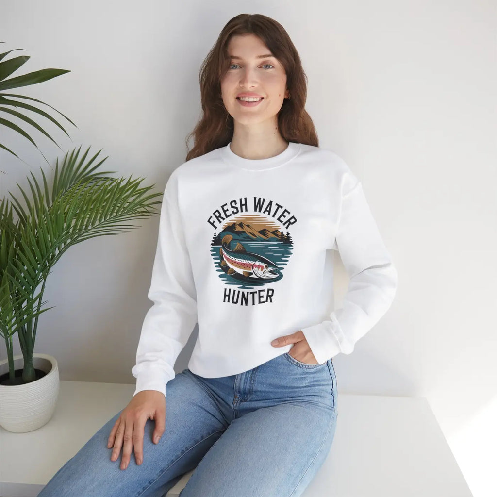 Fresh Water Hunter Heavy Blend Crewneck - Unisex Comfort - DipaliZ