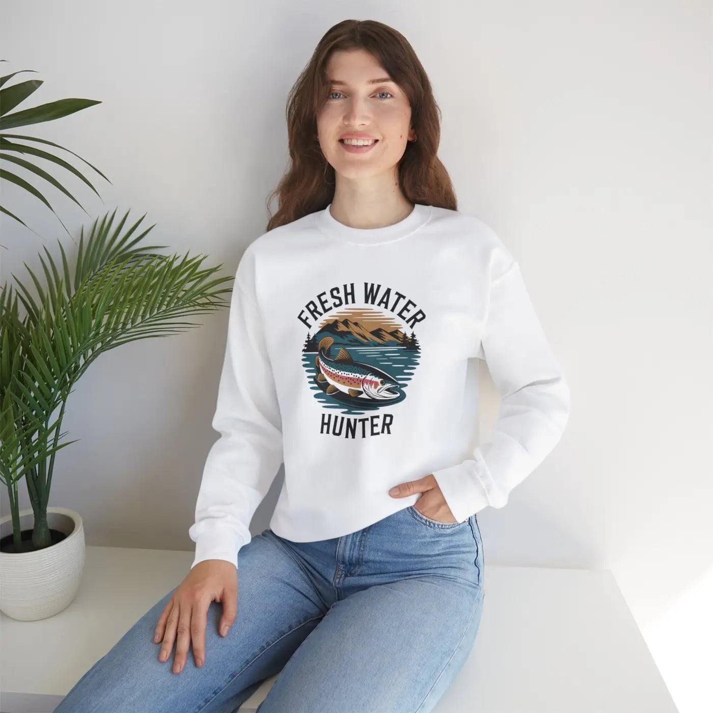 Fresh Water Hunter Heavy Blend Crewneck - Unisex Comfort - DipaliZ