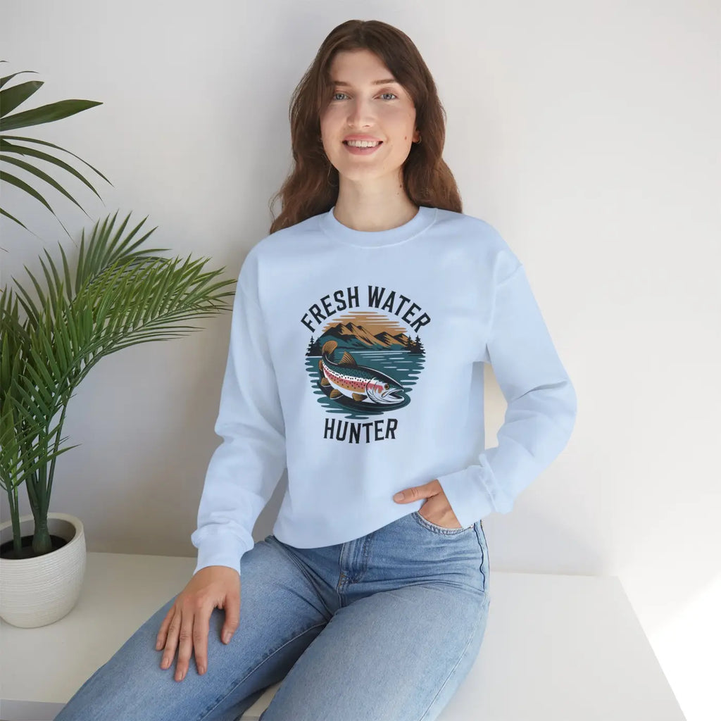 Fresh Water Hunter Heavy Blend Crewneck - Unisex Comfort - DipaliZ
