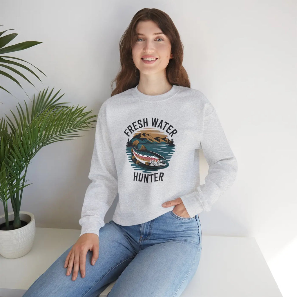 Fresh Water Hunter Heavy Blend Crewneck - Unisex Comfort - DipaliZ