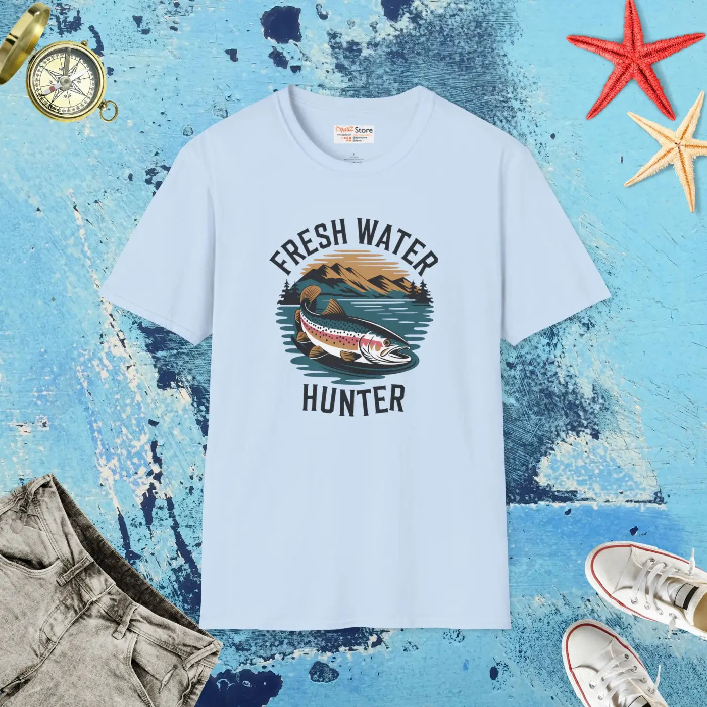 Fresh Water Hunters Unisex Softstyle Tee - Fishing Gear - DipaliZ