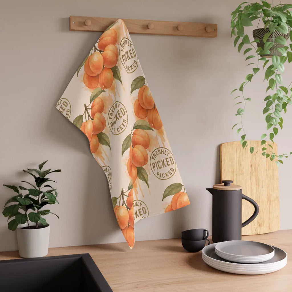 Peaches Tea Towels - Farmhouse Charm Kitchen Decor - DipaliZ