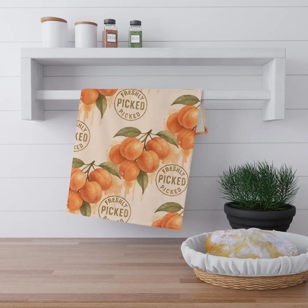 Peaches Tea Towels - Farmhouse Charm Kitchen Decor - DipaliZ