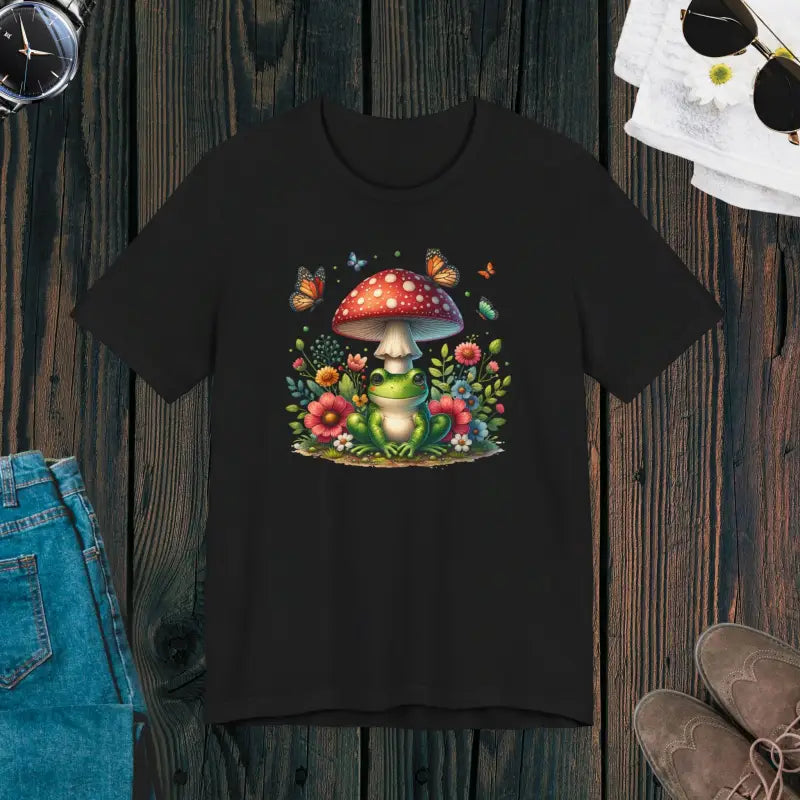 Frog and Mushroom Unisex Jersey - Cottagecore Comfort - DipaliZ