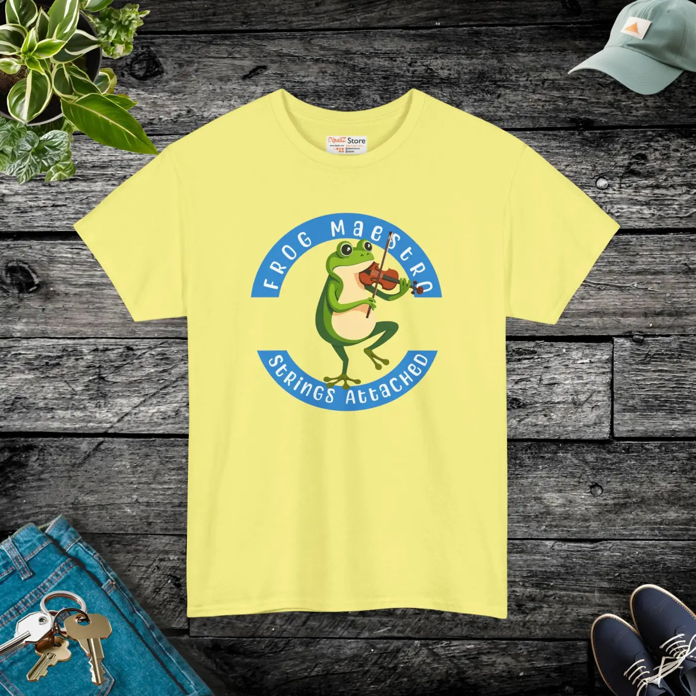 Frog Violin Vibes Unisex Heavy Cotton Tee - DipaliZ