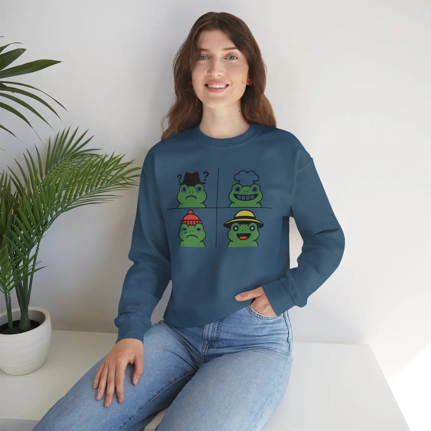 Cute Frog Sweatshirt - Unisex Crewneck Comfort - DipaliZ