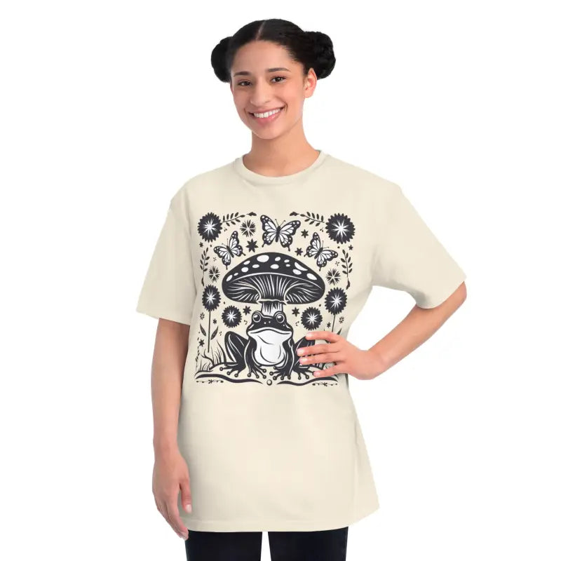 Frog and Mushroom Tee - Eco-Friendly Cottage Core - DipaliZ