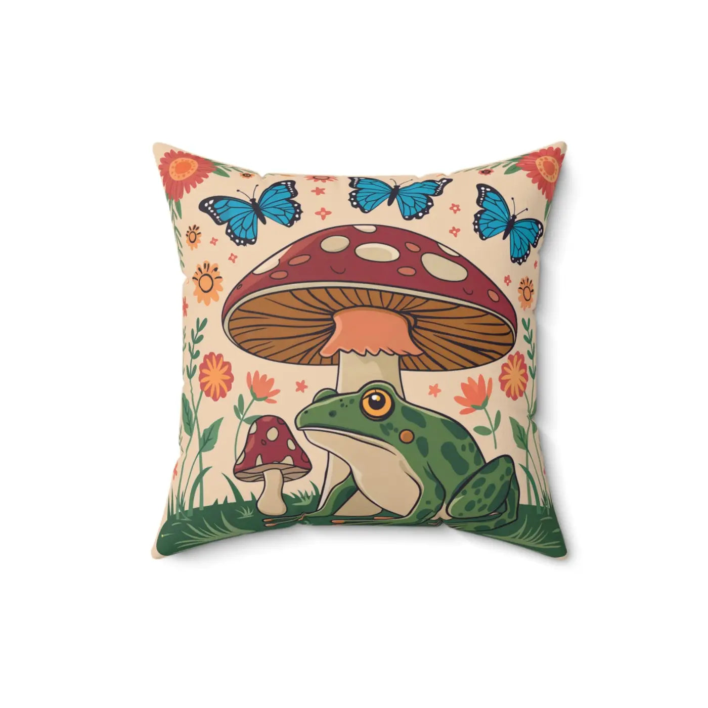 Mushroom Cottage Core Pillows - Polyester Throw Pillow - DipaliZ