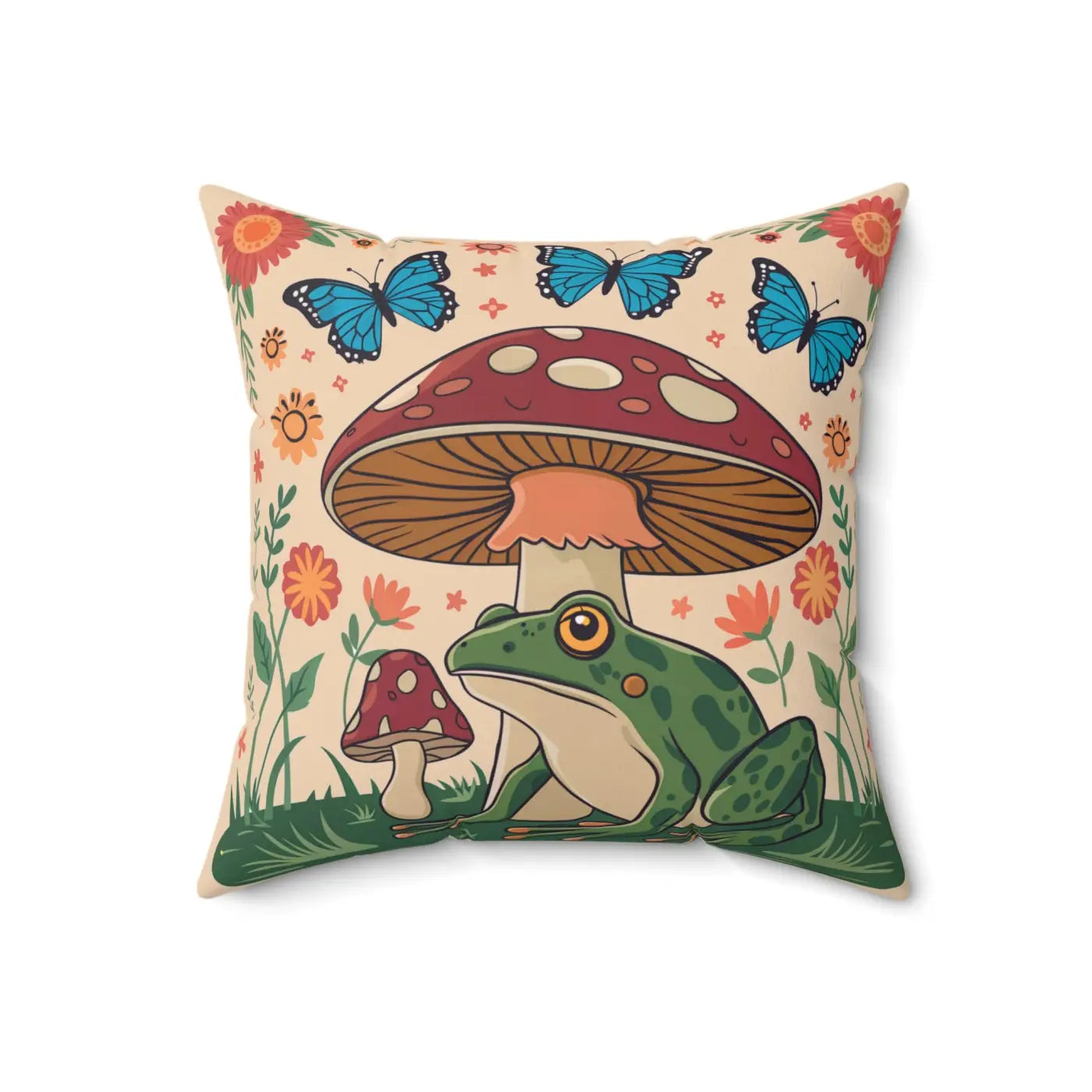 Mushroom Cottage Core Pillows - Polyester Throw Pillow - DipaliZ