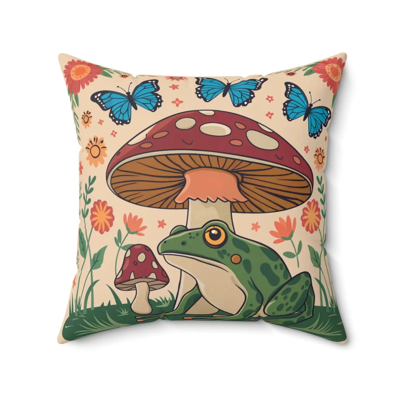Mushroom Cottage Core Pillows - Polyester Throw Pillow - DipaliZ