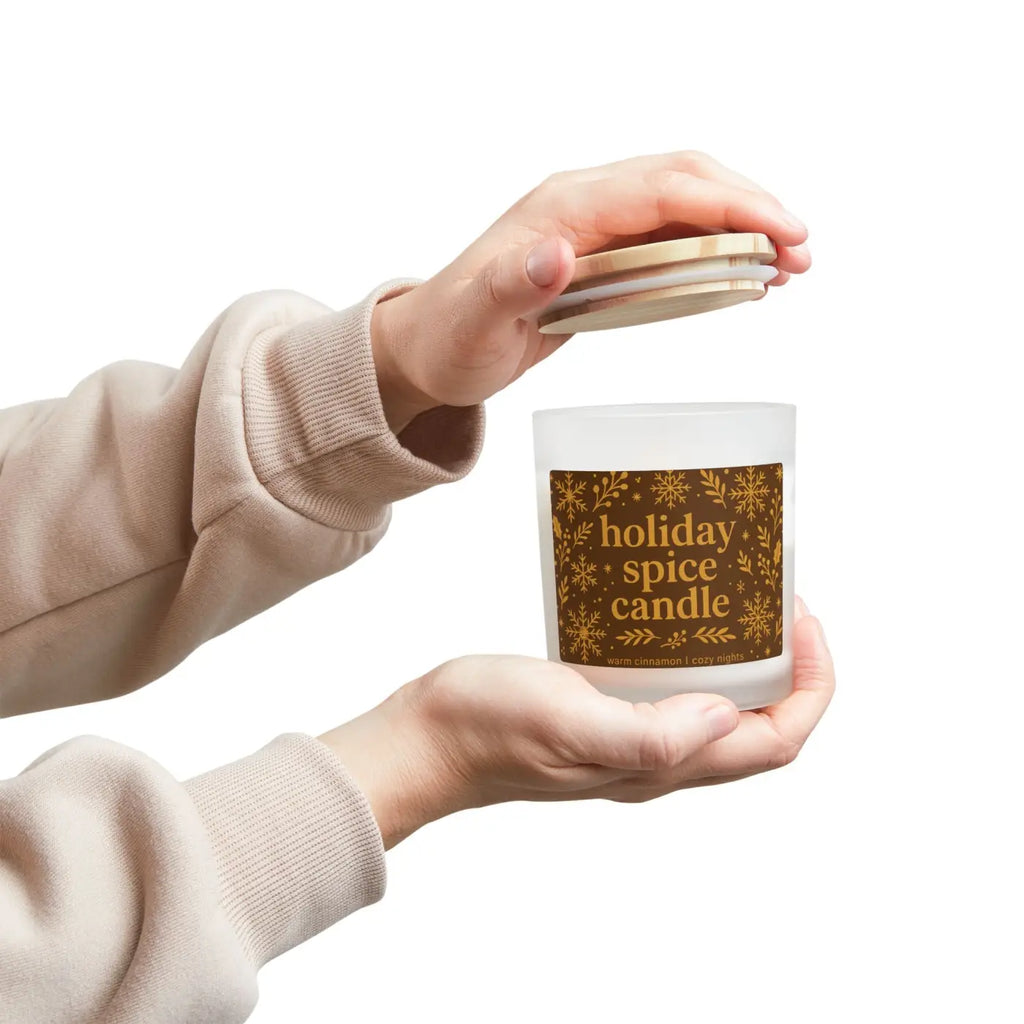 Frosted Spice Candle - Wooden Wick Crackle Natural Soy Wax - DipaliZ