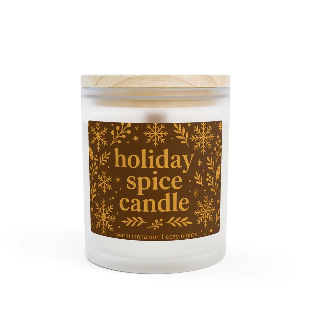 Frosted Spice Candle - Wooden Wick Crackle Natural Soy Wax - DipaliZ