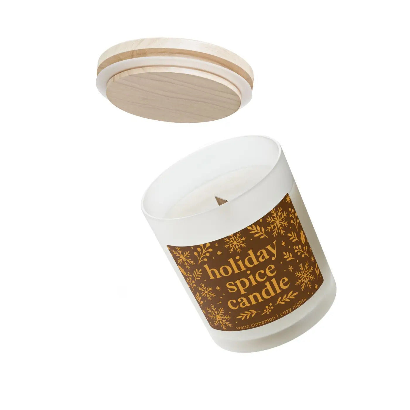 Frosted Spice Candle - Wooden Wick Crackle Natural Soy Wax - DipaliZ