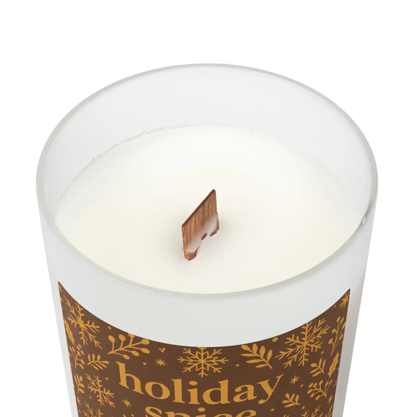 Frosted Spice Candle - Wooden Wick Crackle Natural Soy Wax - DipaliZ