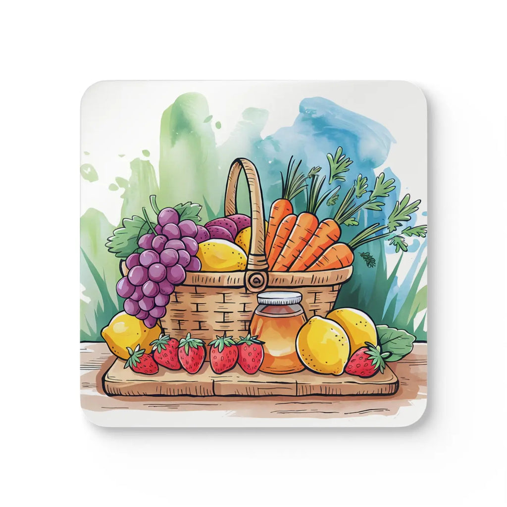 Stylish Fruit Basket Coaster Set - Corkwood Design - DipaliZ