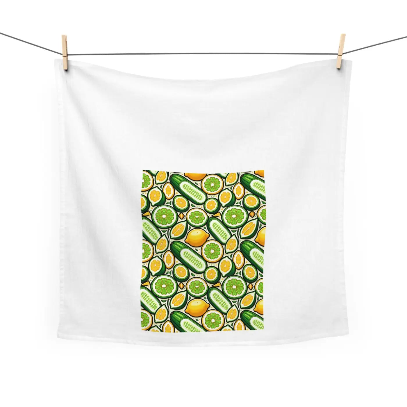 Cheerful Tea Towel - Citrus and Veggies Print Kitchen Decor - DipaliZ