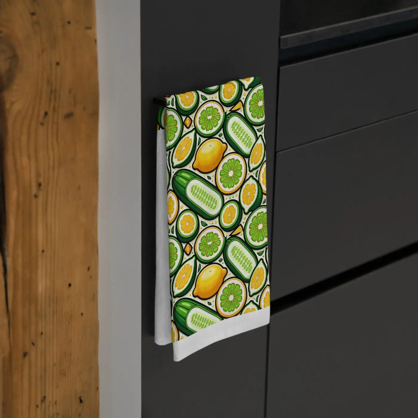 Cheerful Tea Towel - Citrus and Veggies Print Kitchen Decor - DipaliZ