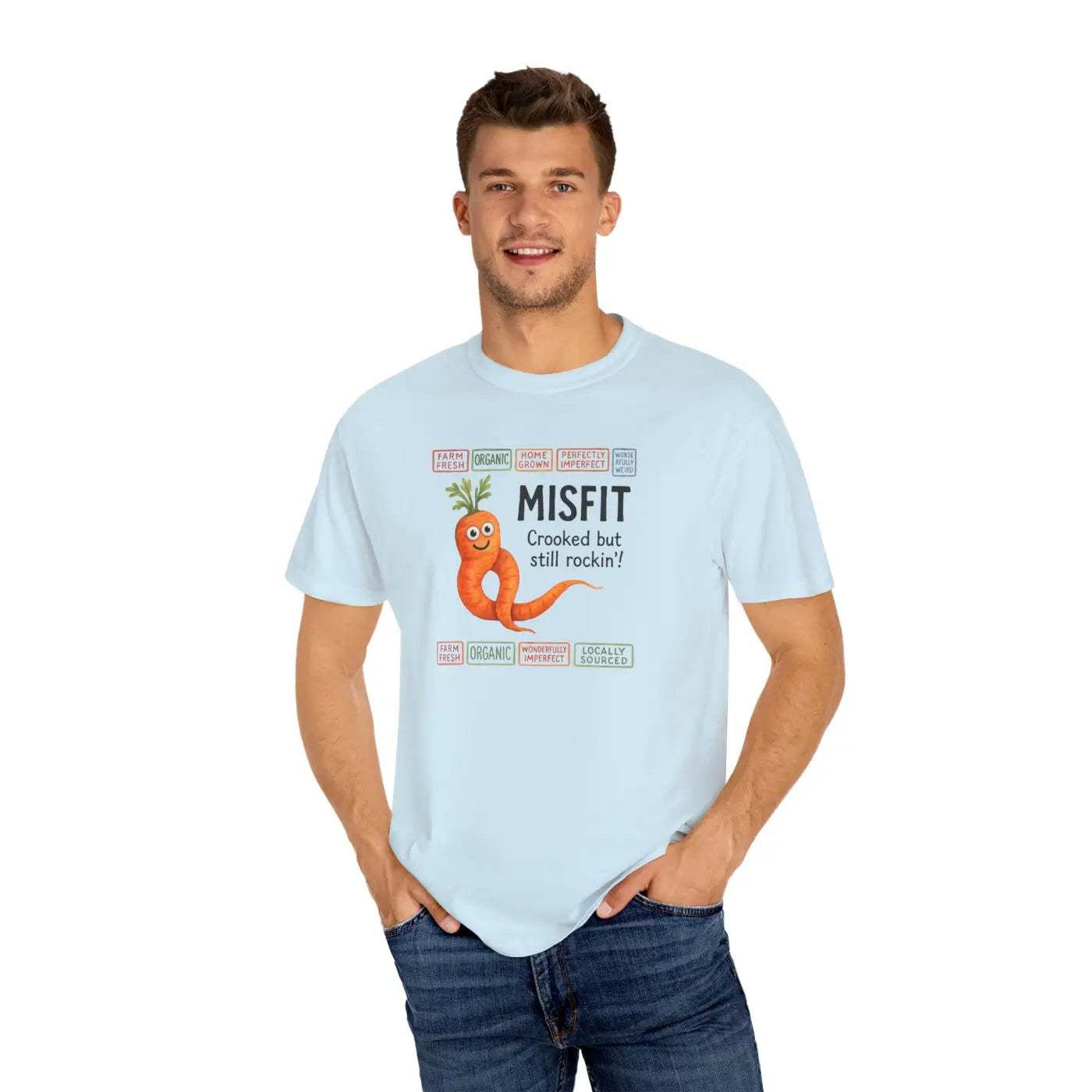 Garment-Dyed T-Shirt - Misfit Carrot Design Vintage Feel - DipaliZ