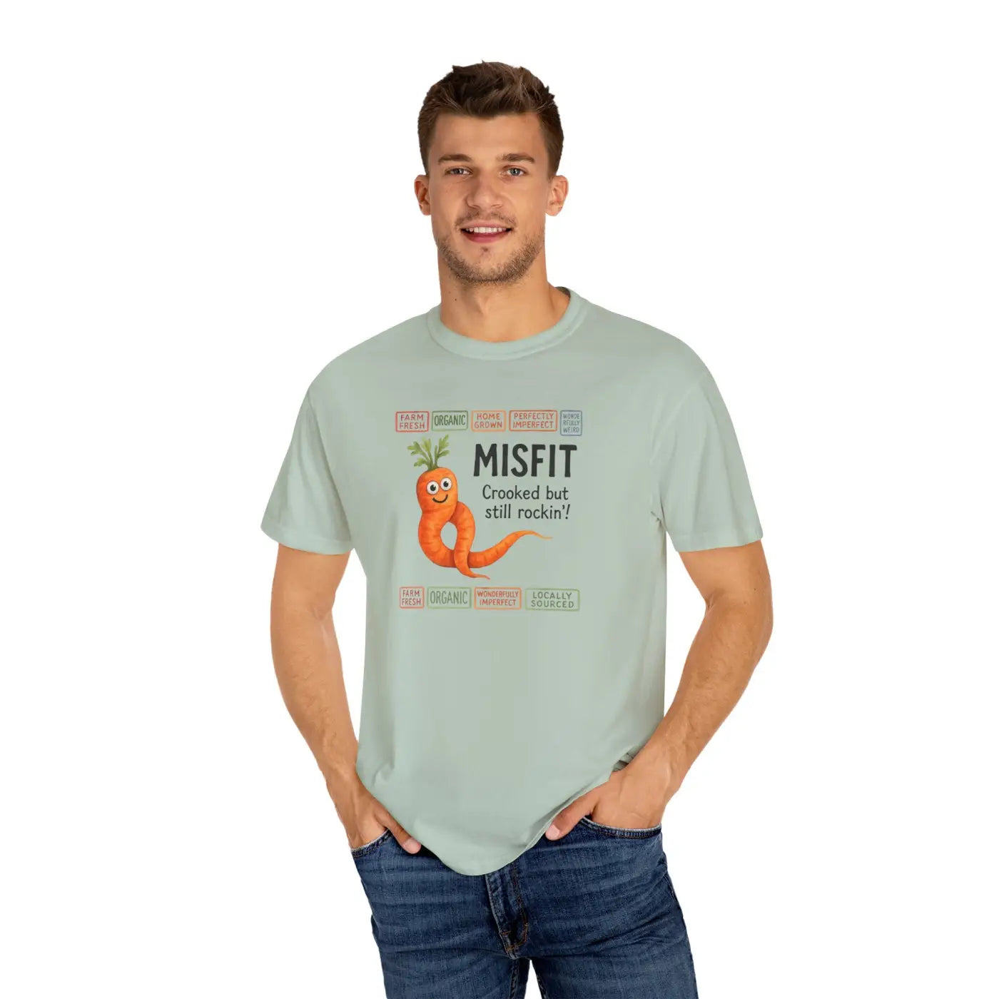 Garment-Dyed T-Shirt - Misfit Carrot Design Vintage Feel - DipaliZ