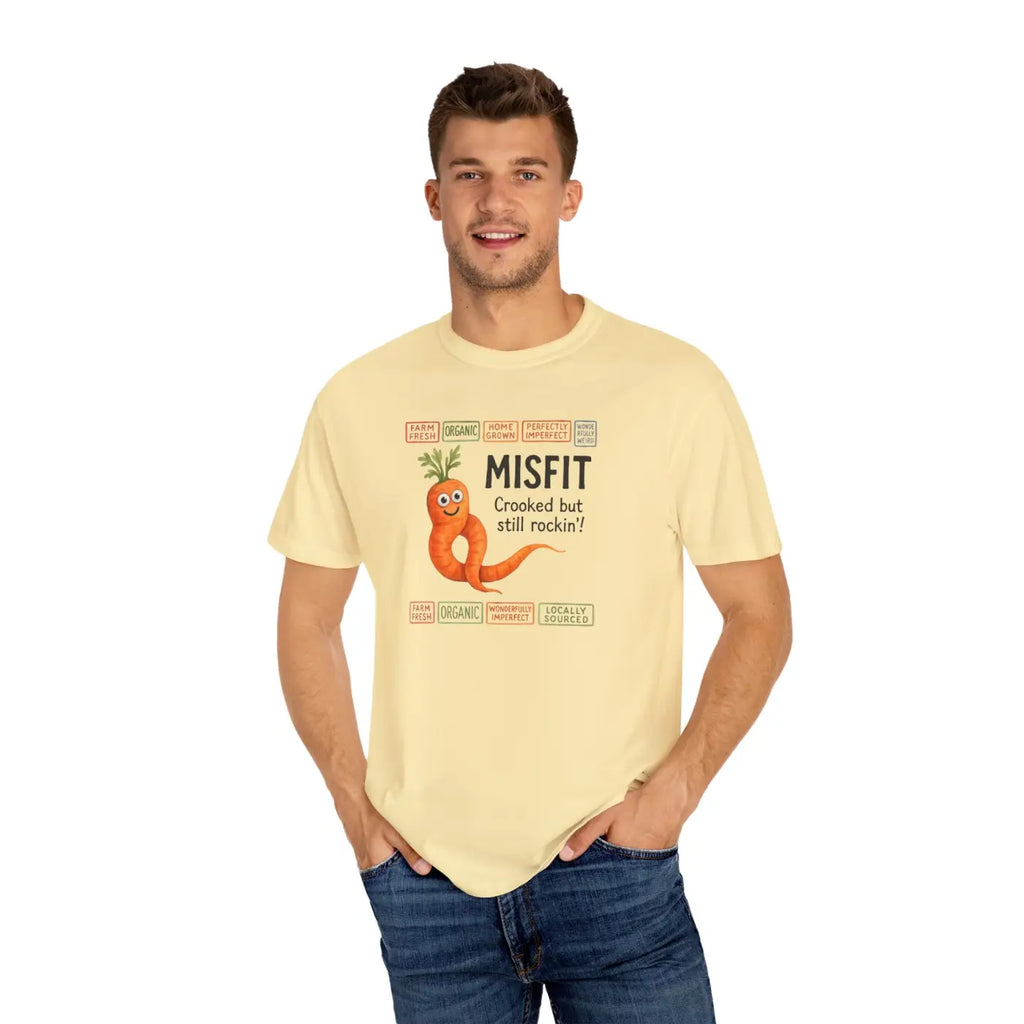 Garment-Dyed T-Shirt - Misfit Carrot Design Vintage Feel - DipaliZ