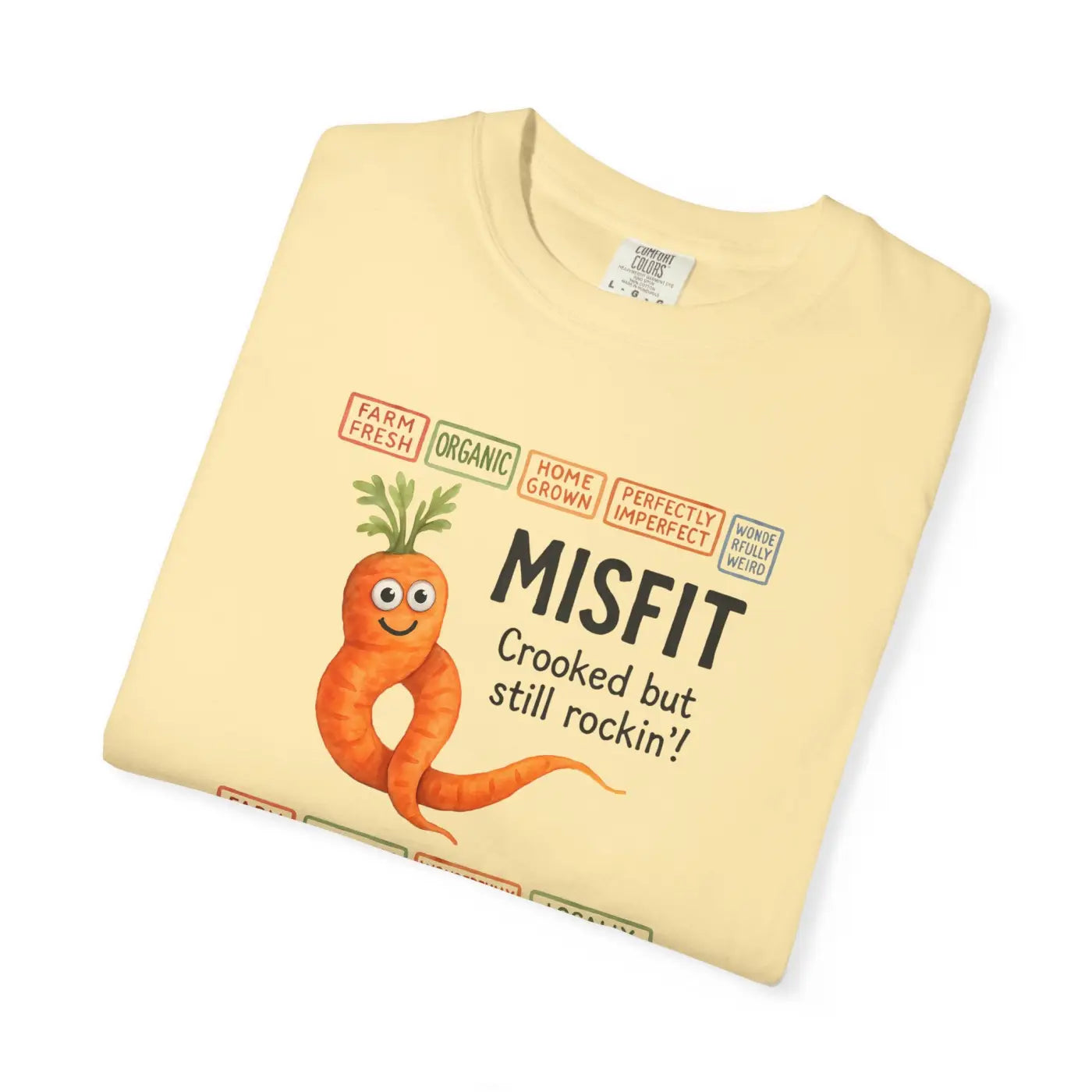 Garment-Dyed T-Shirt - Misfit Carrot Design Vintage Feel - DipaliZ