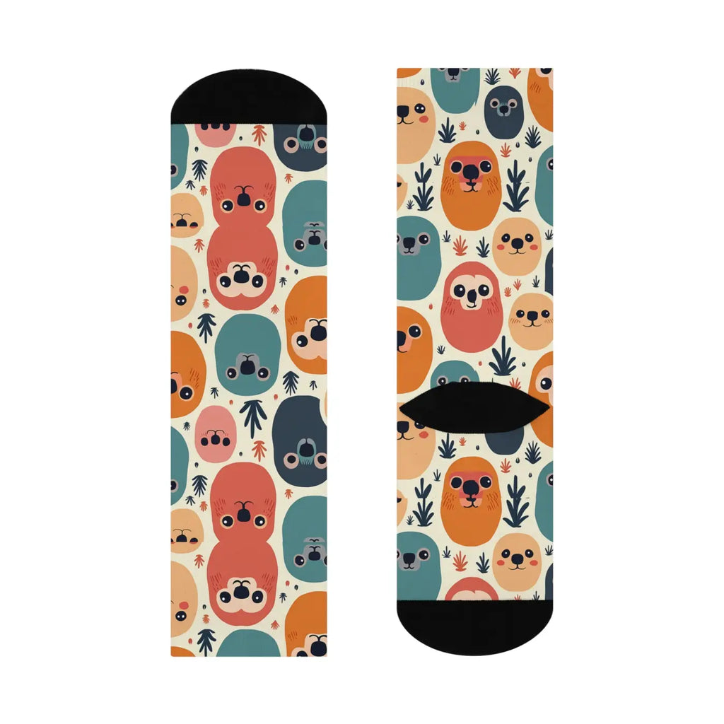 Cushioned Crew Socks - Cute Animal Print Comfort - DipaliZ