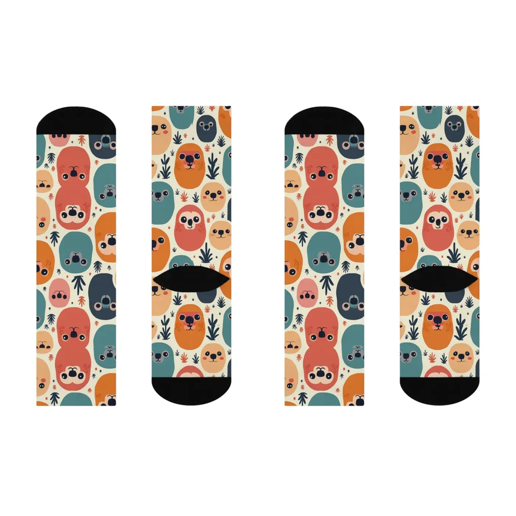 Cushioned Crew Socks - Cute Animal Print Comfort - DipaliZ