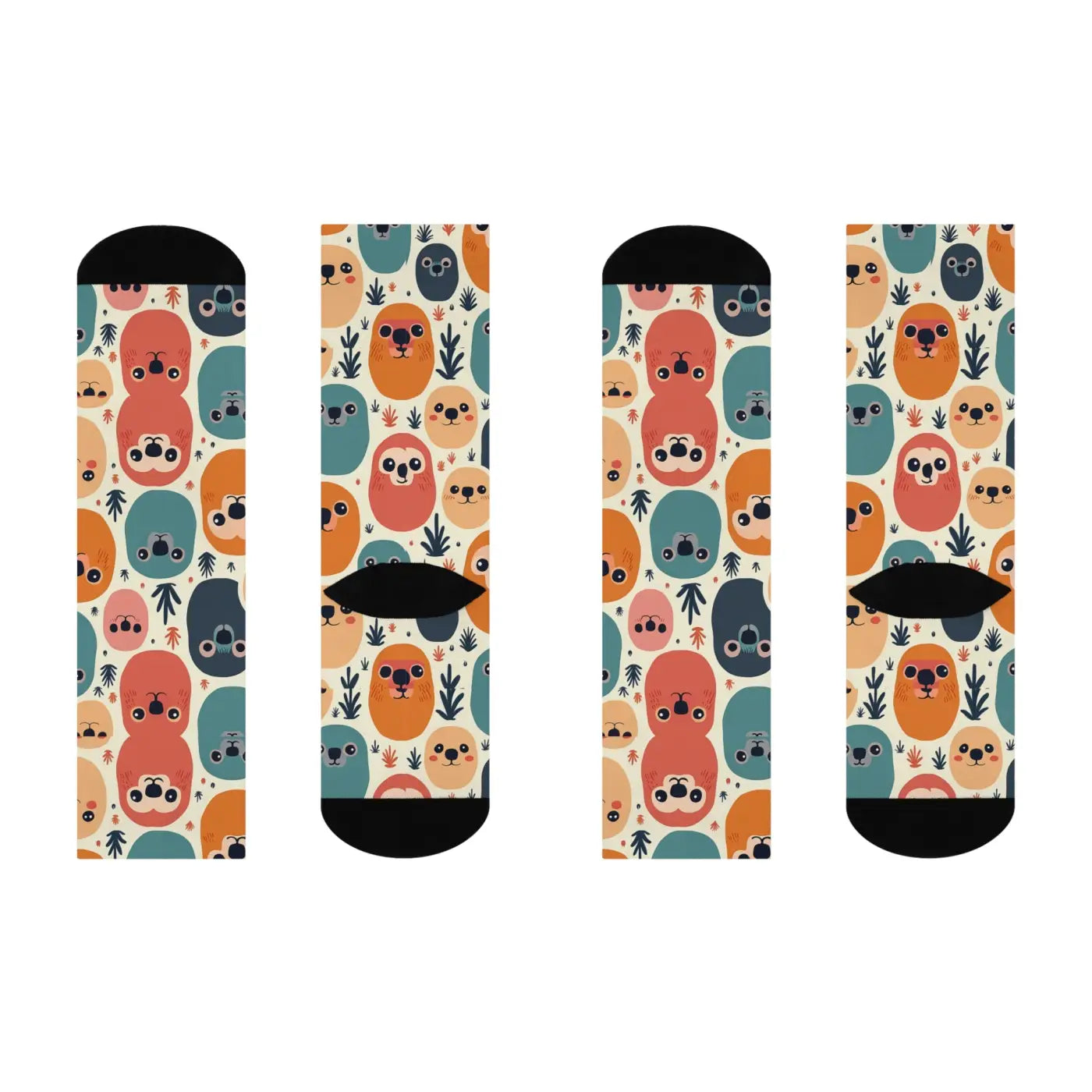 Cushioned Crew Socks - Cute Animal Print Comfort - DipaliZ