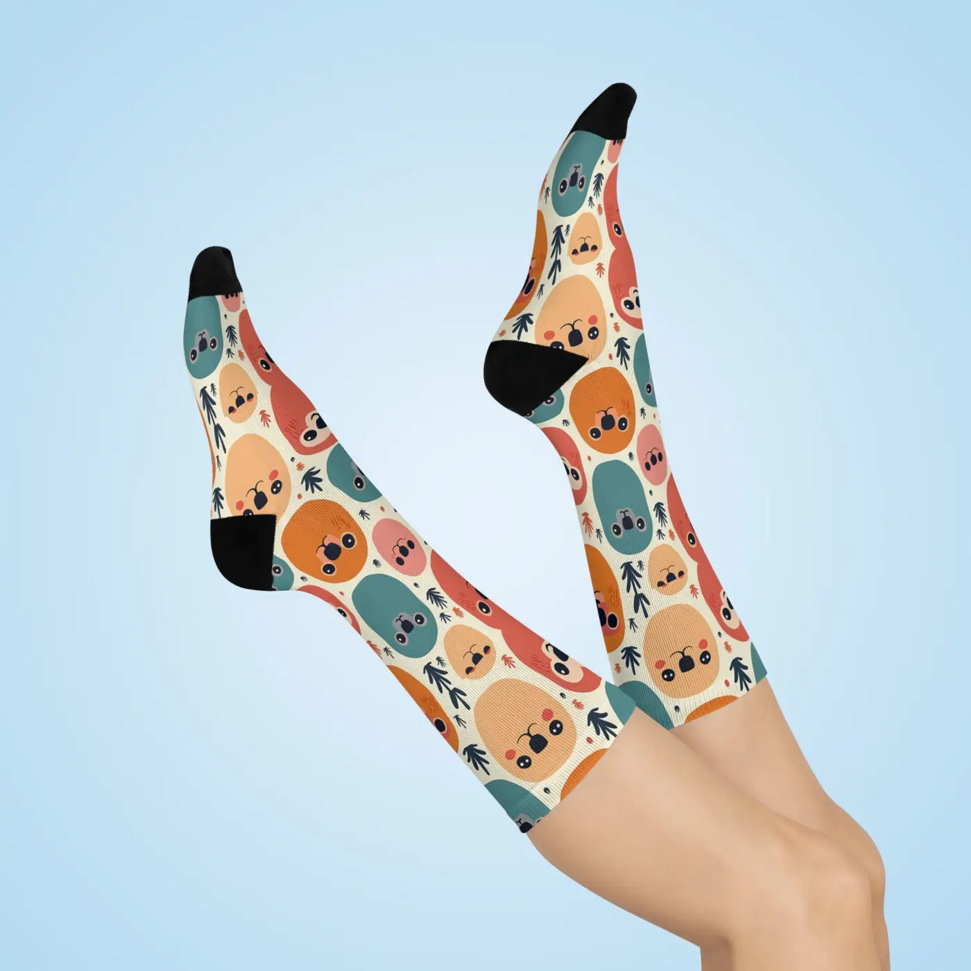 Cushioned Crew Socks - Cute Animal Print Comfort - DipaliZ