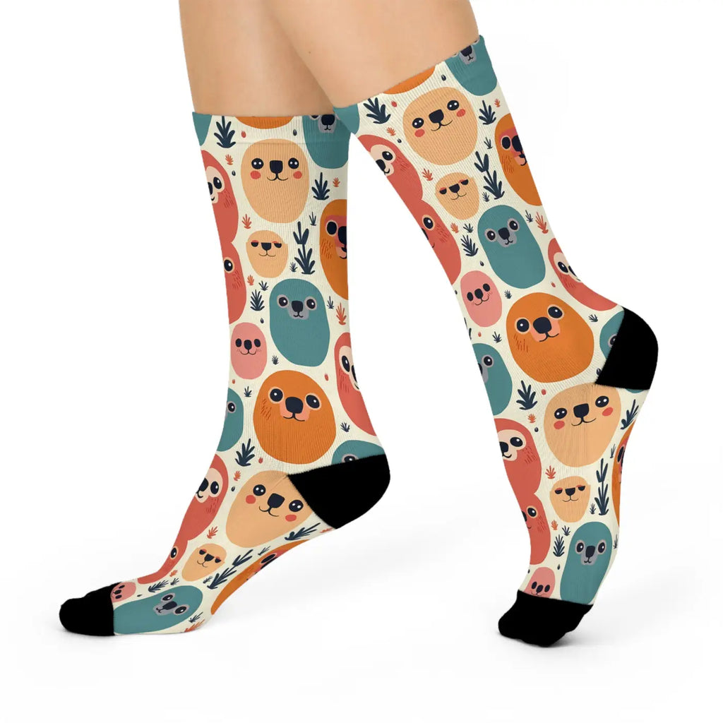 Cushioned Crew Socks - Cute Animal Print Comfort - DipaliZ